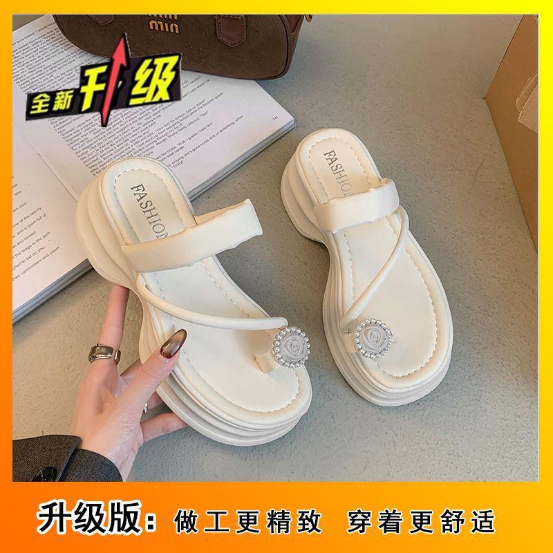 French Platform Muffin Set Toe Slippers Women's Summer 2025 New Beach Wear Sandals High-end Skirt Explosion