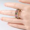 Vintage Inlaid White CZ Flower Enamel Women's Ring Ethnic Gold Color Hand Carving Daily Wear Party Jewelry Anniversary Gift