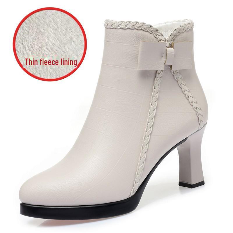 Autumn/Winter Women's Stiletto Ankle Boots - Pointed Toe, Small Heel, Plus Velvet