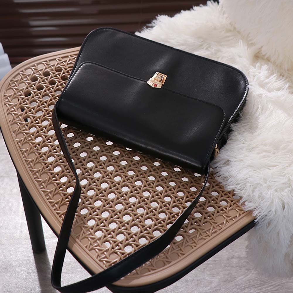 Vintage Buckle Shoulder Bag Solid Color Women's Armpit Bag Korean Retro Underarn Bag Girls