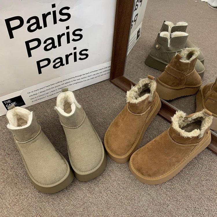 Thick-soled Snow Boots Women's Fur Integrated 2024 New Winter Sangpo Village Internet Celebrity Piled Thickened Northeast Cotton Shoes