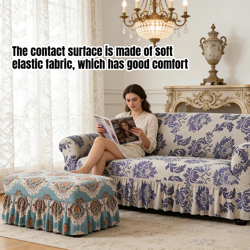 Full Wrap Stretch Milk Silk Sofa Cover Anti-Slip Skirt Style Sofa Protector Nordic Home Furniture Elastic Fitted Sofa Cover