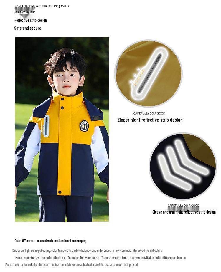 Elementary School Spring/Autumn Windbreaker & Winter Three-Piece Uniform Set
