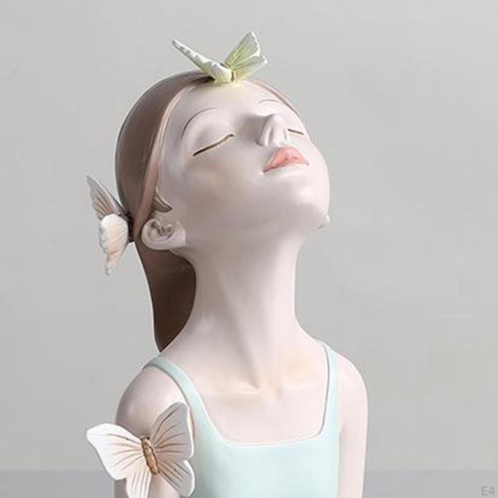 Butterfly Fairy Figures Girl Figurines Resin Tabletop Statues Creative Characters with Metal /