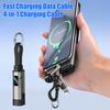65W 4 In 1 Keychain Cable, Fast Charging Data Cable with LED Display, 8-Pin/Type-C/USB-A/USB-C, Portable Keyring Cord for Most Phone