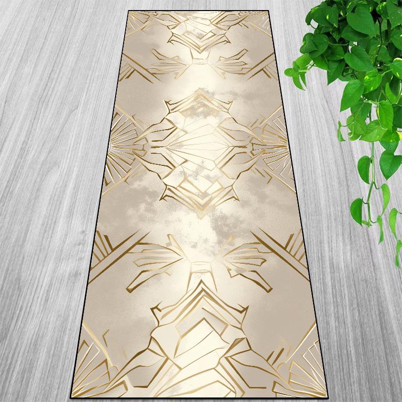 Europäischer Stil Luxus Gold Flur Teppich Mode Dekoration Heim Durchgangsteppiche Rutschfest Langer Teppichläufer Anpassbar