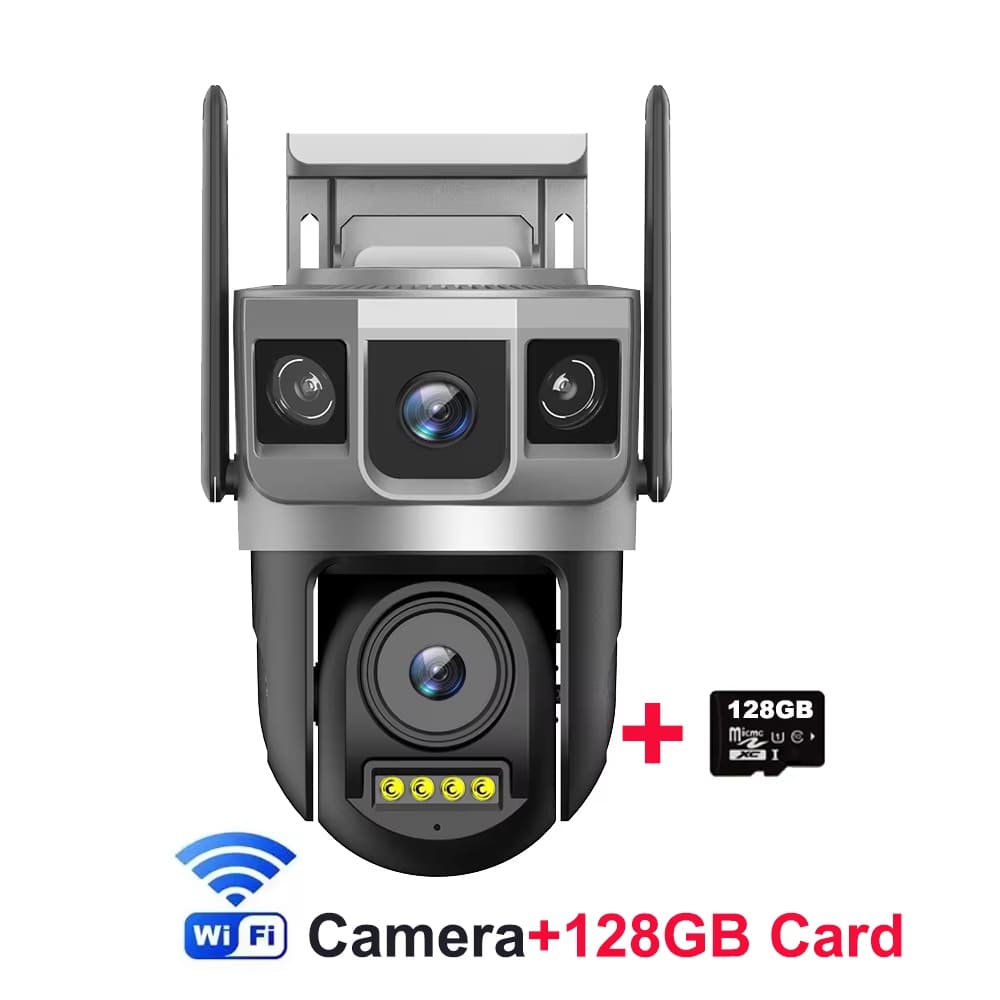 Telecamera IP 4G-SIM a doppio obiettivo da 12 MP 6K, triplo schermo, Wi-Fi, Smart Network, monitor wireless, protezione di sicurezza V380, telecamere CCTV per la casa