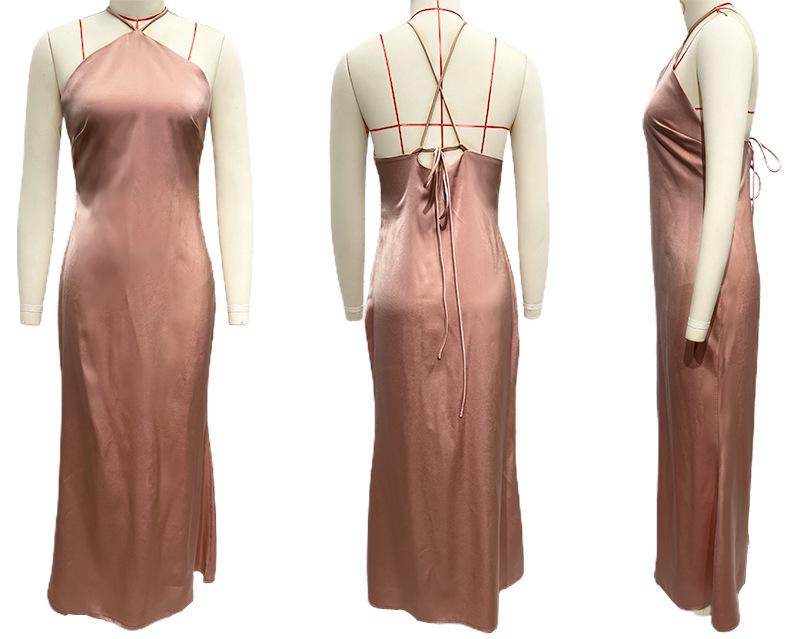 2024 Spring/Summer Sexy Solid Color Sleeveless Backless Slim Dress for Women