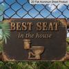 2D Flat 1pc ("8x12"), "Best Seat In The House" Vintage Rustic Metal Sign, Funny Bathroom Wall Decor, Toilet Humor Art Plaque for Home or Office