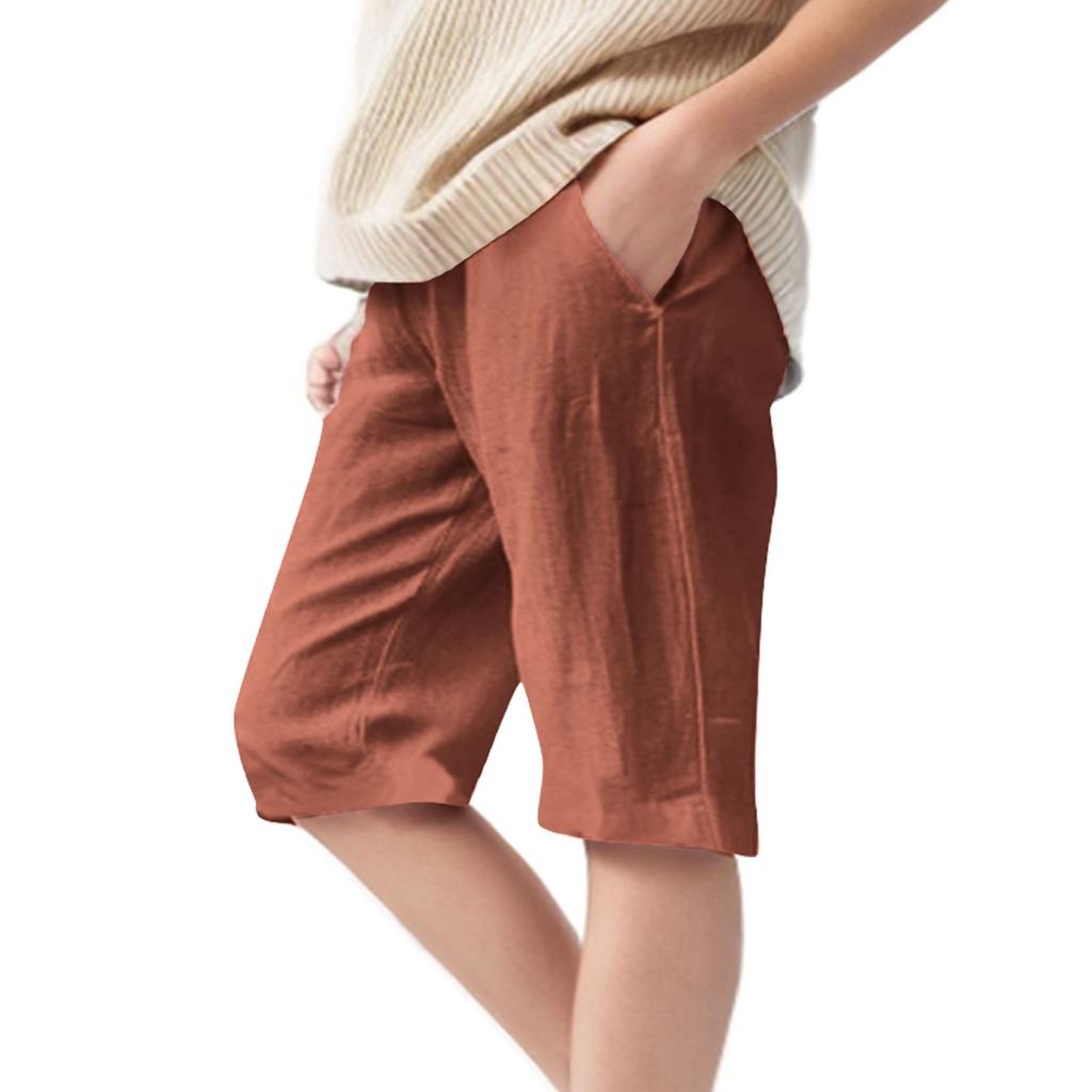Summer Children's Fashionable Loose Cotton And Linen Casual Lace-up Five-inch Straight Pants