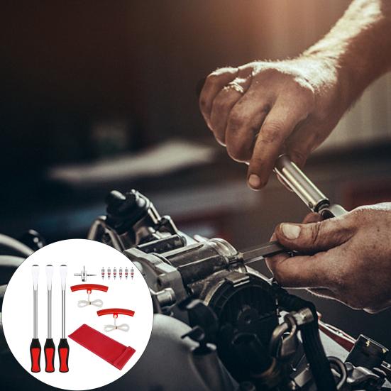 Car Tire Removal Tool Carbon Steel Spoons Set, Tools Include 3 Pieces Spoons, 2 Rim Industrial Grade Pry Protector, 1 Piece Wrench, 6 Valve