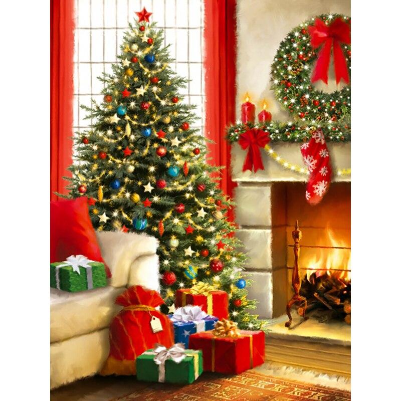 5D DIY Diamond Painting Christmas Tree Diamond Embroidery Cross Stitch Crafts Full Round Drill Home Decor Christmas Gift