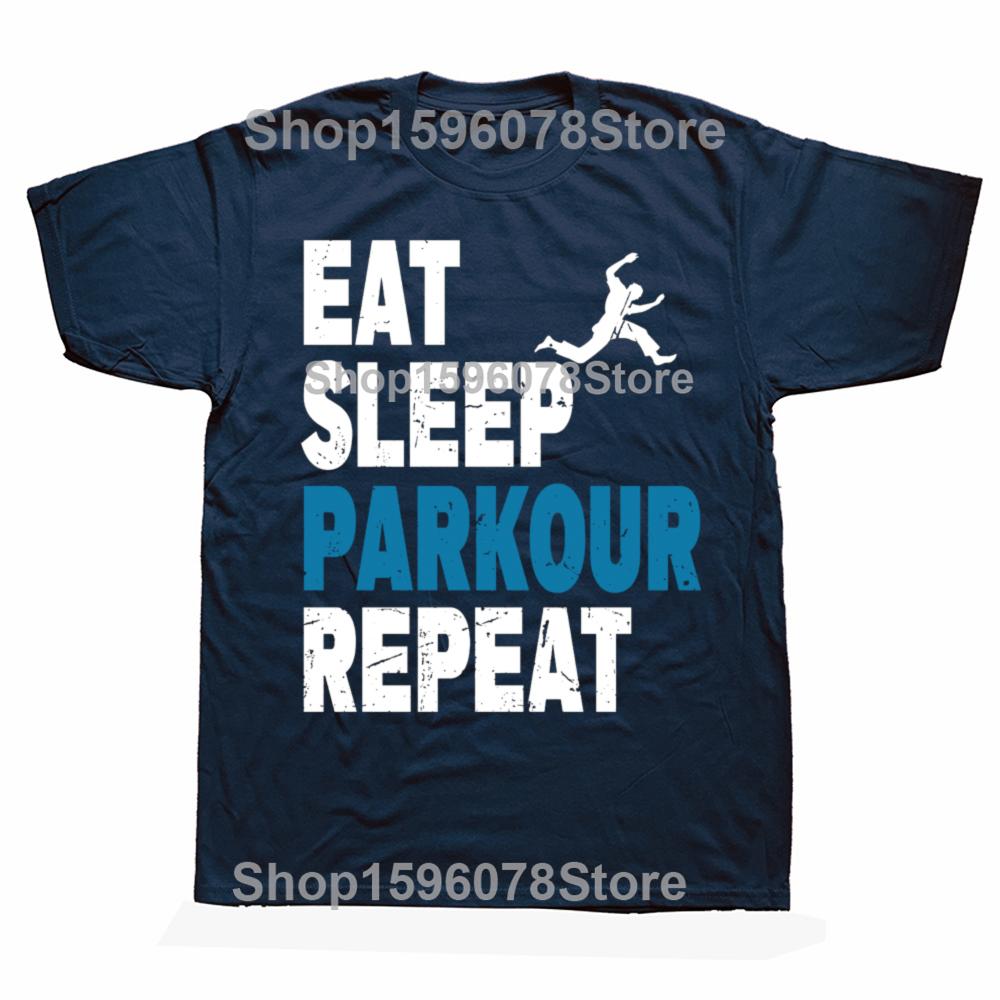 Funny Eat Sleep Parkour Repeat Graphic Tshirts Unisex Womens Fashion Casual Tshirt 100 Cotton Loose Oversized T Shirt S