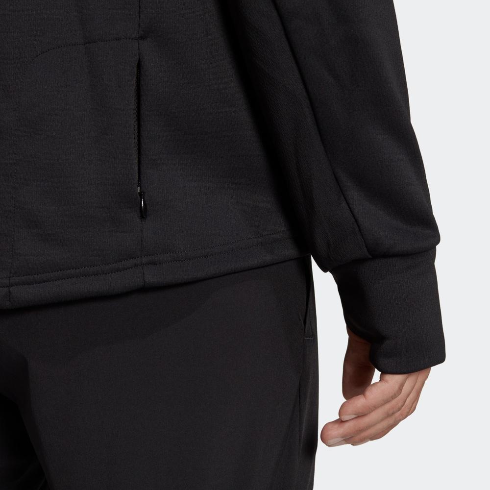 Adidas Patterned Print Running Hoodie Men Tops Black H56313