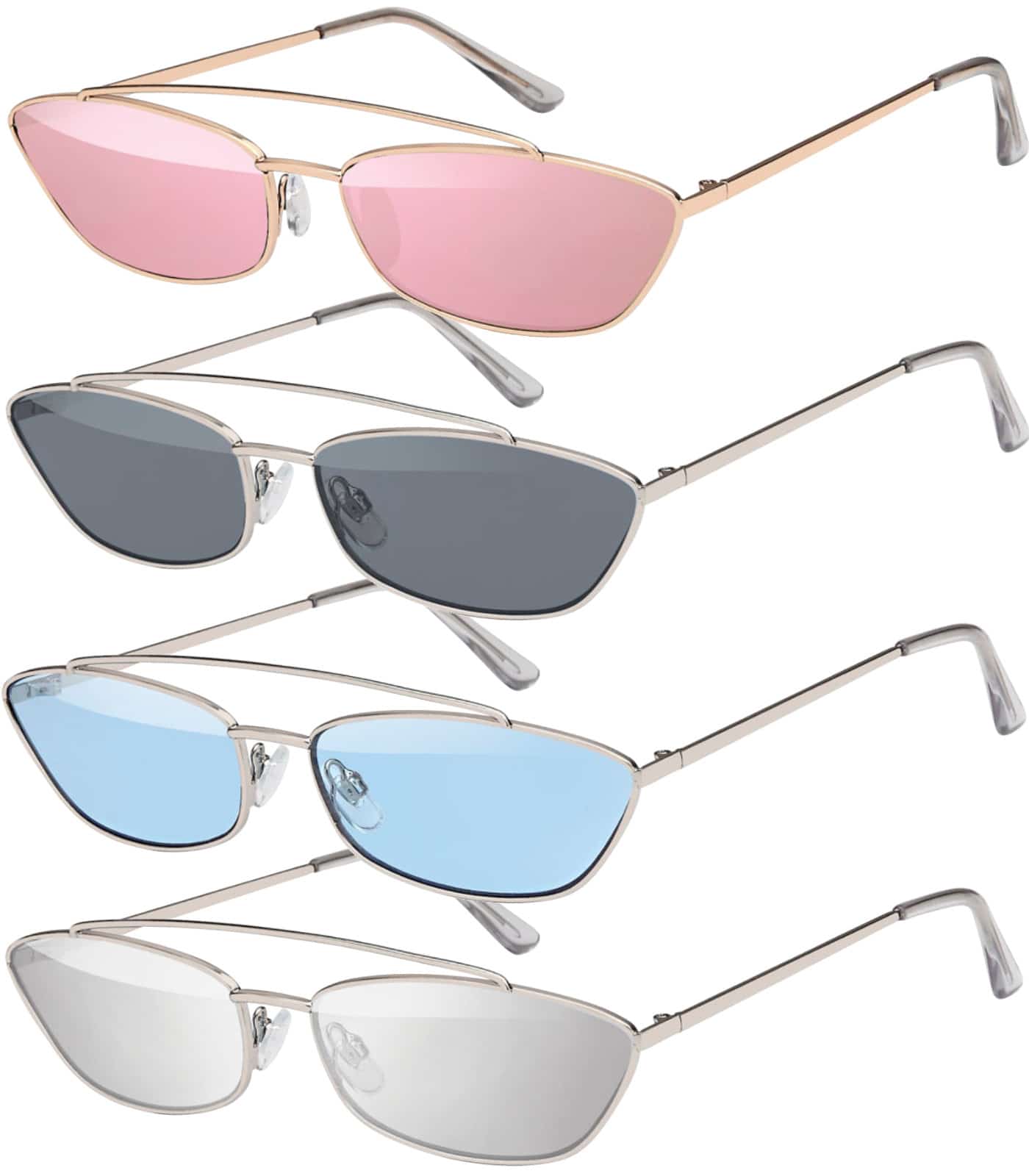 Óculos de sol femininos tipo olho de gato One Size cor-de-rosa brilhante