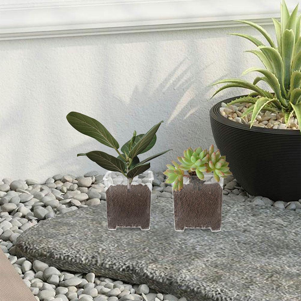 4Pcs Orchid Flower Pots Transparent Acrylic Planters Clear Orchid Pots Drainage Ventilation for Healthy Root Growth