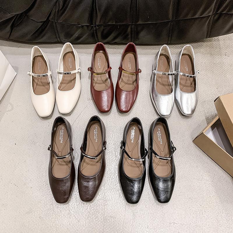 2025 New Women's Shoes Flat-bottomed Evening Wind Shallow Mouth Single Shoes Women's French Soft French Spring Retro Mary Jane Women's Shoes