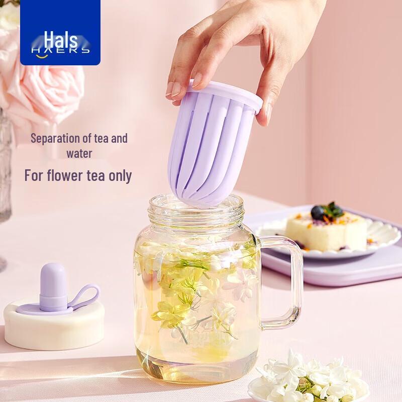 HAERS Soft Pink Glass Tea Bottle with Straw and Infuser, 700ML