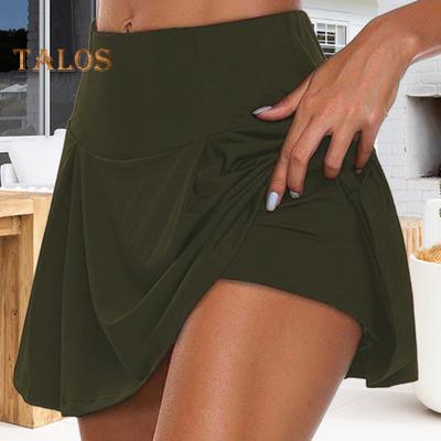 Sommer-Skort, hohe Taille, einfarbig, gefälschte zweiteilige Sport-Skort, atmungsaktiver Stoff, Shorts, Rock für den Alltag