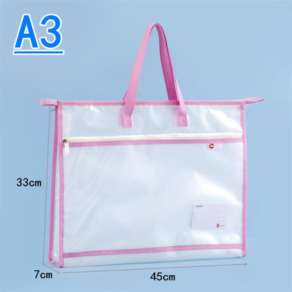A3 A4 Project Bag Large File Bag for Quilting Craft Storage Bag Transparent Grid Mesh Zipper Drawing Sketch Storage Bags