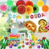 Taco Twosday Birthday Party Decorations - 2nd Fiesta Birthday Party with Fiesta Paper Fans, Taco Twosday Banner for 2nd Birthday Cinco De Mayo