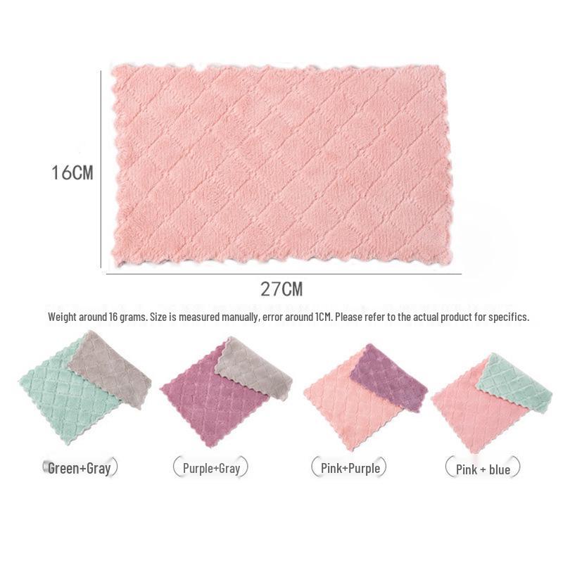 Thickened Coral Fleece Scouring Pad: Absorbent, Non-Stick Oil Kitchen Cleaning Cloth