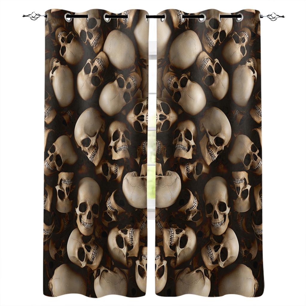 Skull Head Wall Skeleten Hall Window Curtains For the Kids Bedroom Living Room Bthroom Treatments Kitchen Decor Drapes Blinds