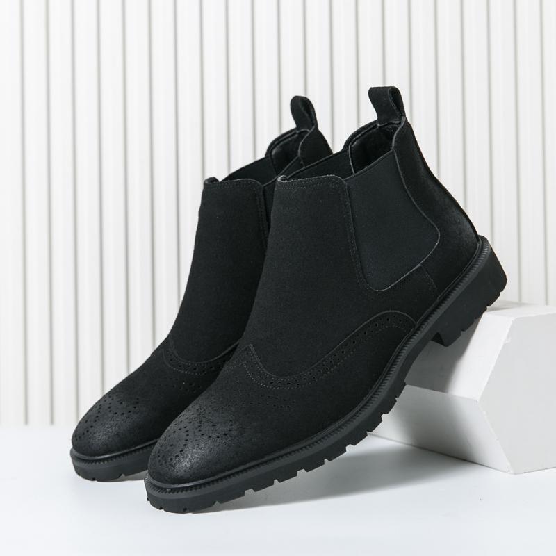 

Бренд Кожаные Мужские Ботинки Челси Дизайнерский Британский Стиль Джентльменская Классическая Ретро Слипоны Повседневные Деловые Ботильоны 46 чёрный