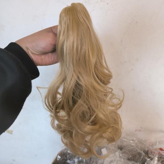 Короткий вьющийся волнистый зажим для наращивания волос Черный коричневый хвост Зажим — фото 2