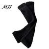 Thermal Velvet Leg Sleeves for Women Coral Fleece Warmers Women, Thickened Winter Knee High Cozy Plush Sleep Socks Socks, Striped/Solid Color,