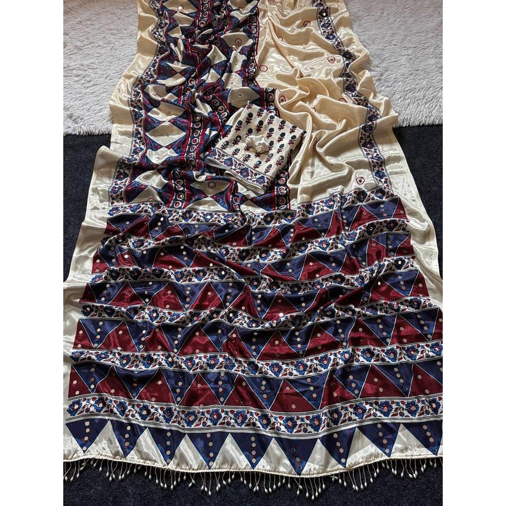 New Super Hit Ajrakh Print Saree Collection
