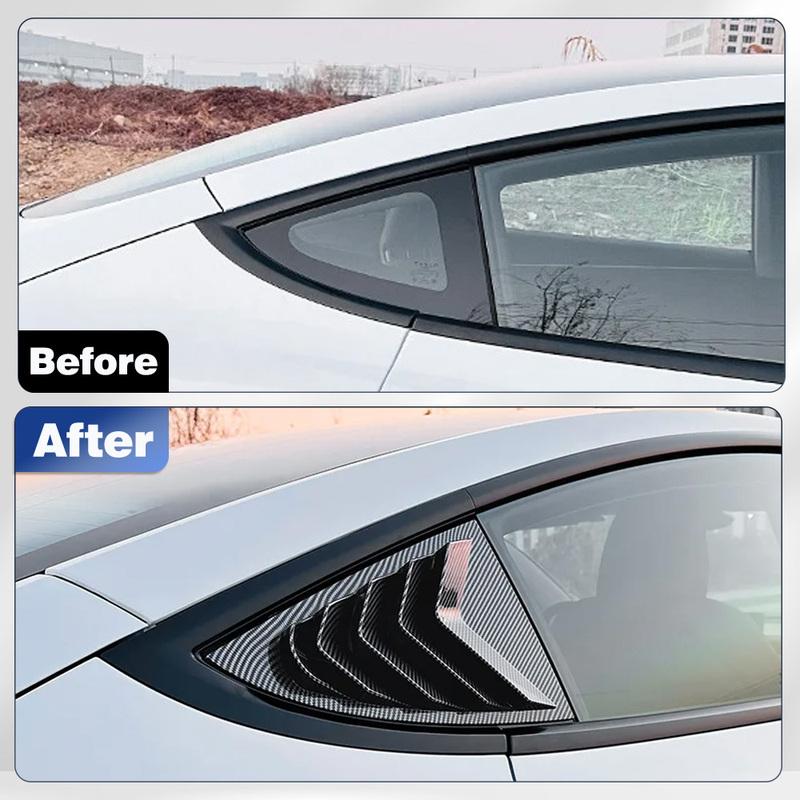 2pcs Rear Car Window Shutter Cover for Tesla Model 3 2024-2025 Louver Side Vent Trim Triangle Accessorie