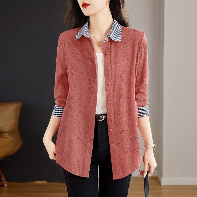 Spring Thin Long Sleeve Shirt Women Fashion Loose Fit Hong Kong Style Linen Blouse
