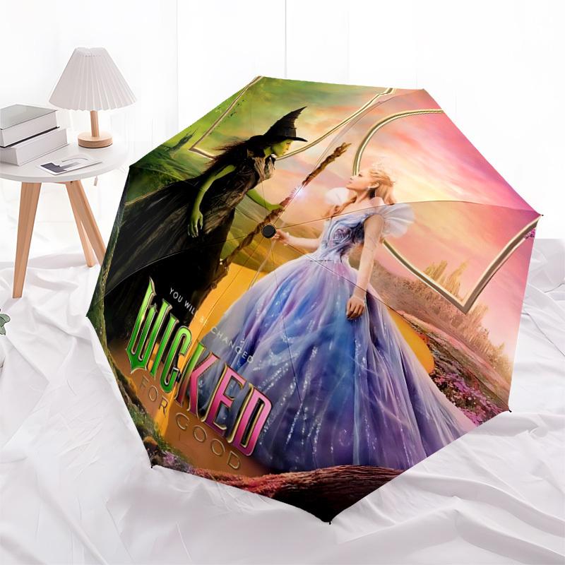 1pc Wicked Automatic Folding Umbrella - Compact 8-Rib Design, Durable Plastic & Iron, Daily Use F104012
