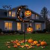 Spooky Halloween Outdoor Displays Solar White Ghost Pumpkin Moon Garden Stake Light, Waterproof LED Decorative Stakes for Flower Beds Yard Decoration,
