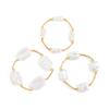 SHIXIN 3Pcs Elegant Irregular Imitation Pearl Bracelet for Women Retro Geometric Multi Layer Stackable Bangle Bracelet Set Gifts