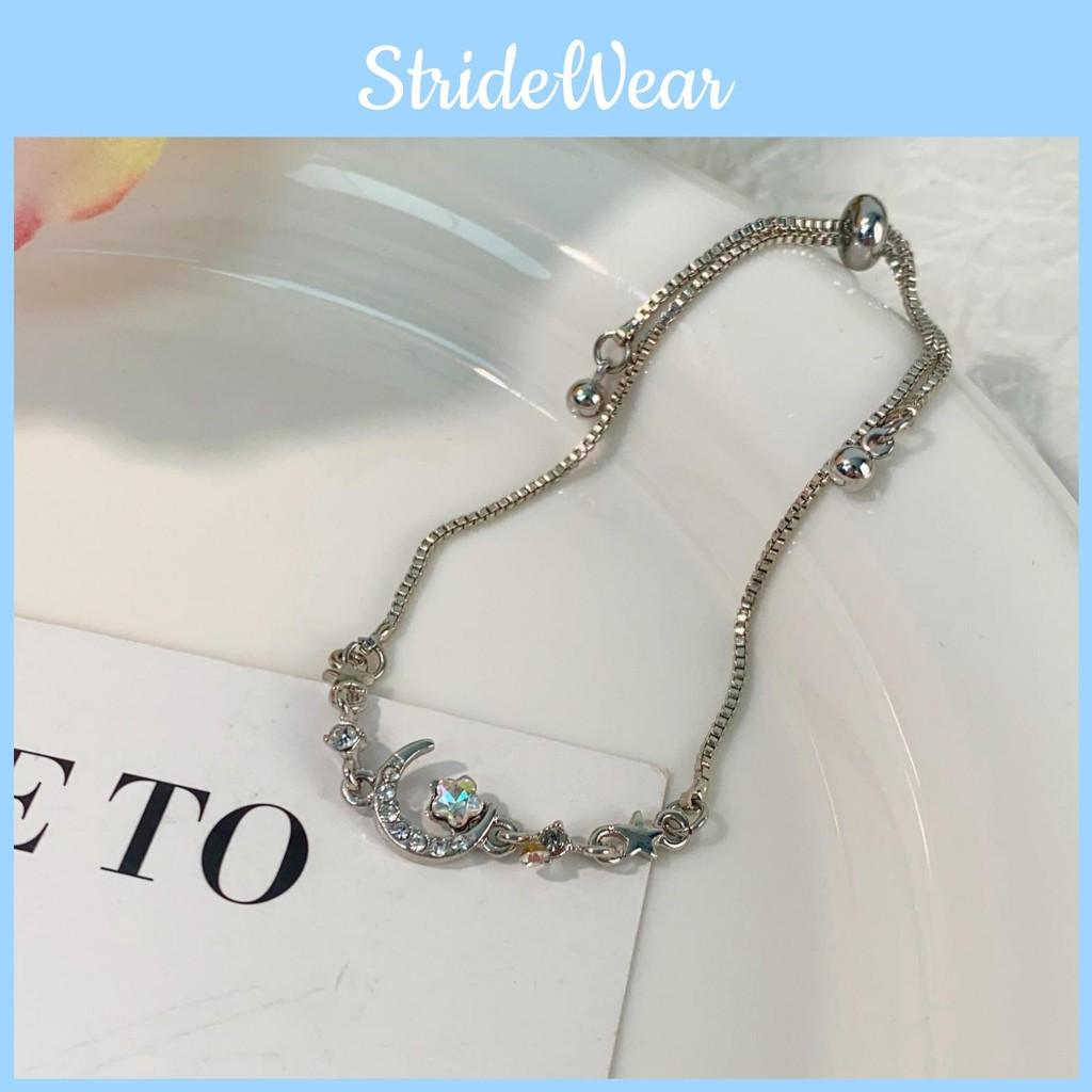 Elegant And Moon Star Crystal Bracelet For Women Chic Zircon Jewelry Alloy