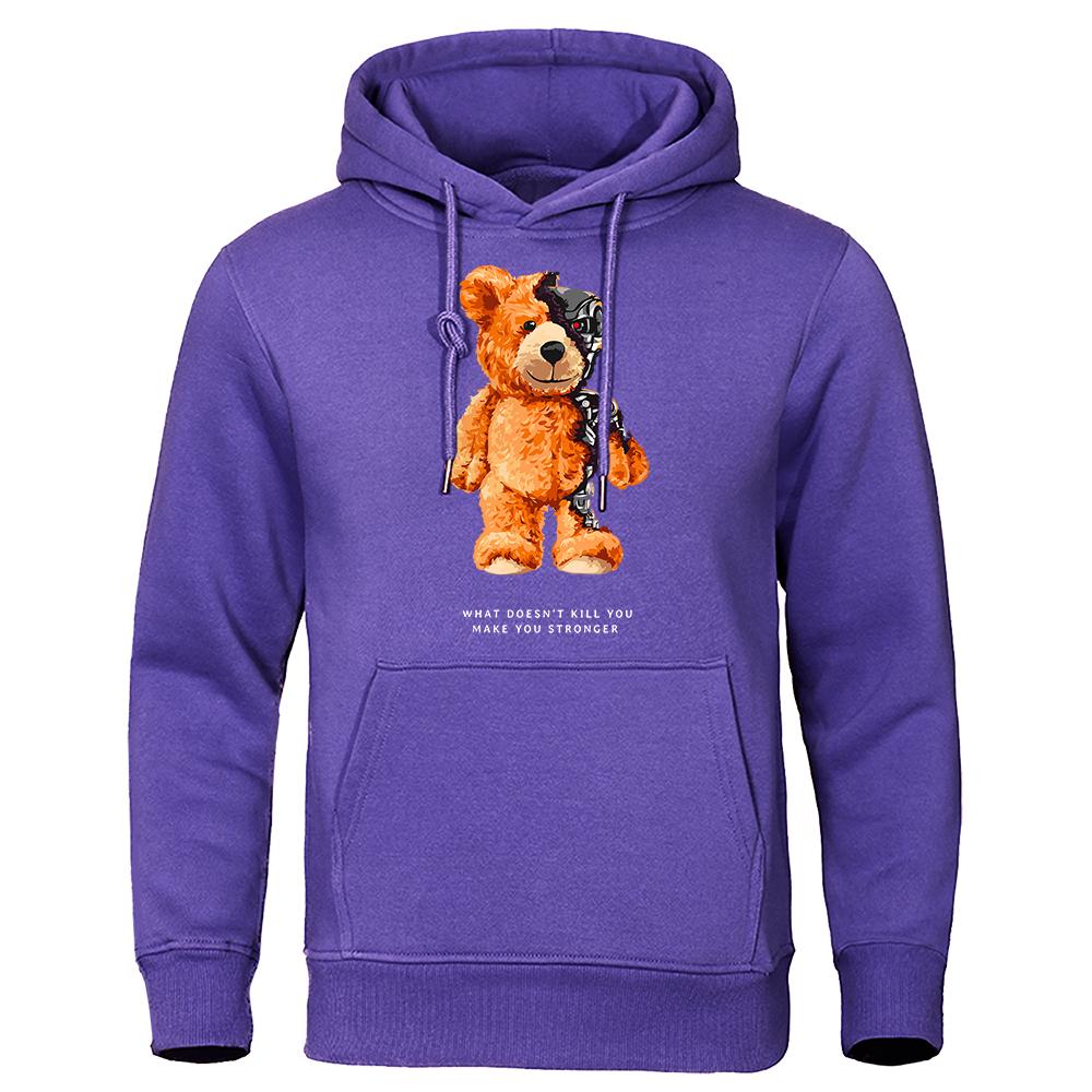 Ted Bear Show You What I Am Really Look Like Hoodies Men Fashion Funny Clothing Loose Oversized Sweatshirts Street Casual Coat