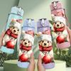 1PC Bear Santa Hold Gift Ball 750ml Color Plastic Sports Water Bottle Leakproof Flip Straw Lid Suitable for Sports Office Home Use