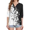 Women's T Shirt Print Button 3/4 Sleeve Daily Weekend Fashion Basic V- Neck Regular Top