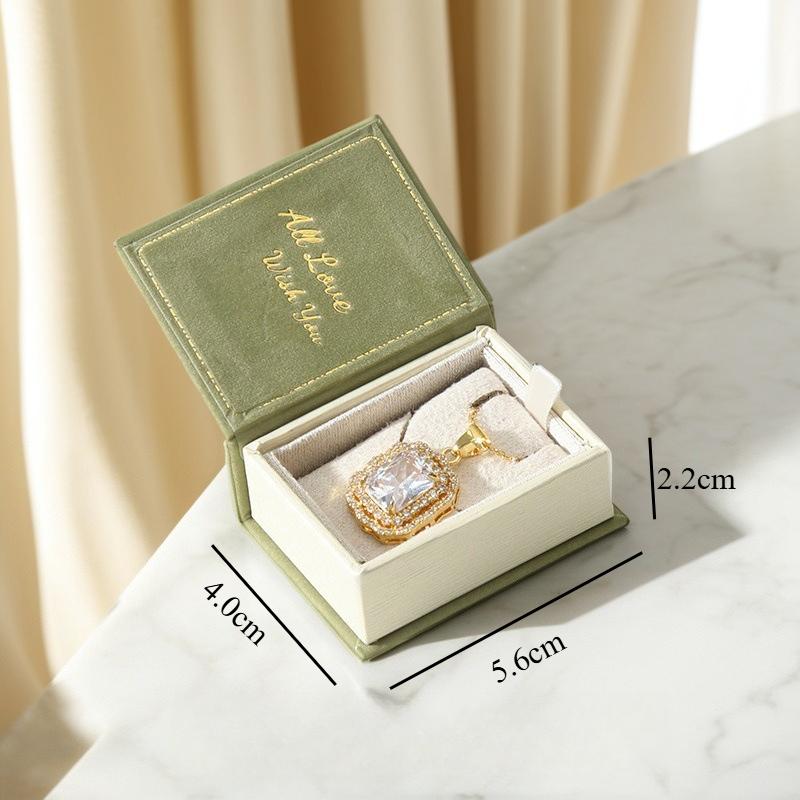 Book Jewelry Box Flip Type Retro Pendant Boxes Multifunctional Necklace Ring  Jewelry Box Organizer Jewelry Display 4.0x5.6x2.2cm зелёный