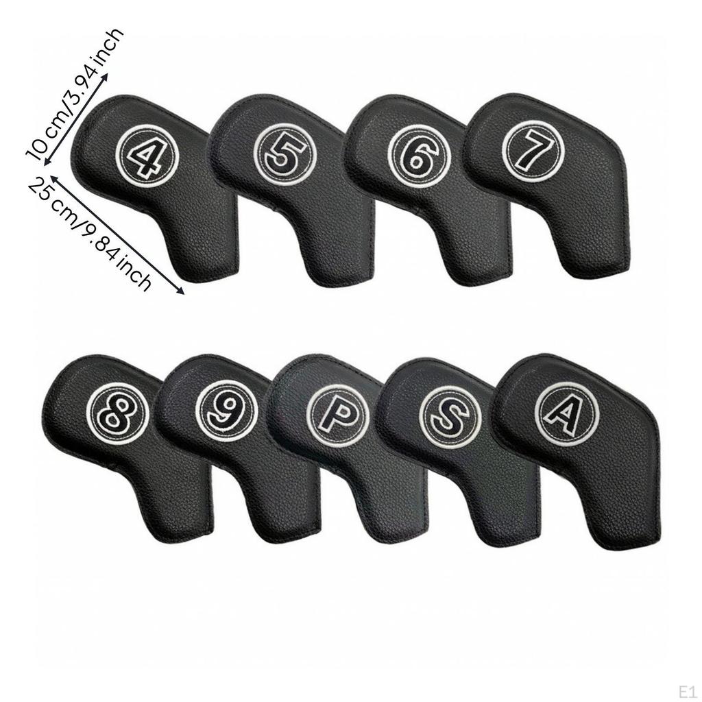 9 Pieces Golf Iron Covers PU Leather Head Secure for Golfers