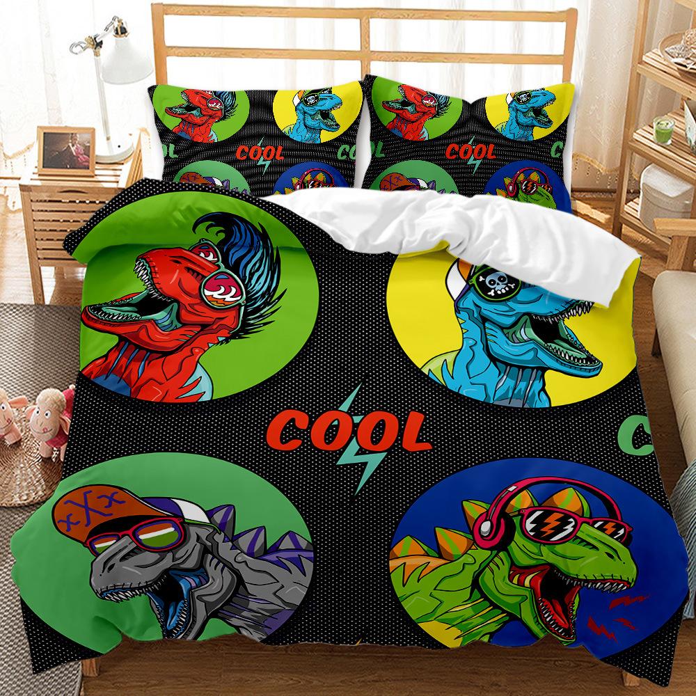 Deluxe Family Bedding Set 3D Dinosaur World Printed Quilt Cover and Pillowcase Set Boy Room Bedroom Bedding