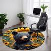 1pc Bear Sunflower Decor Chair Carpet for Office, Soft, Non Slip Polyester Mat, Office, Entryway, Living Room, Bedroom