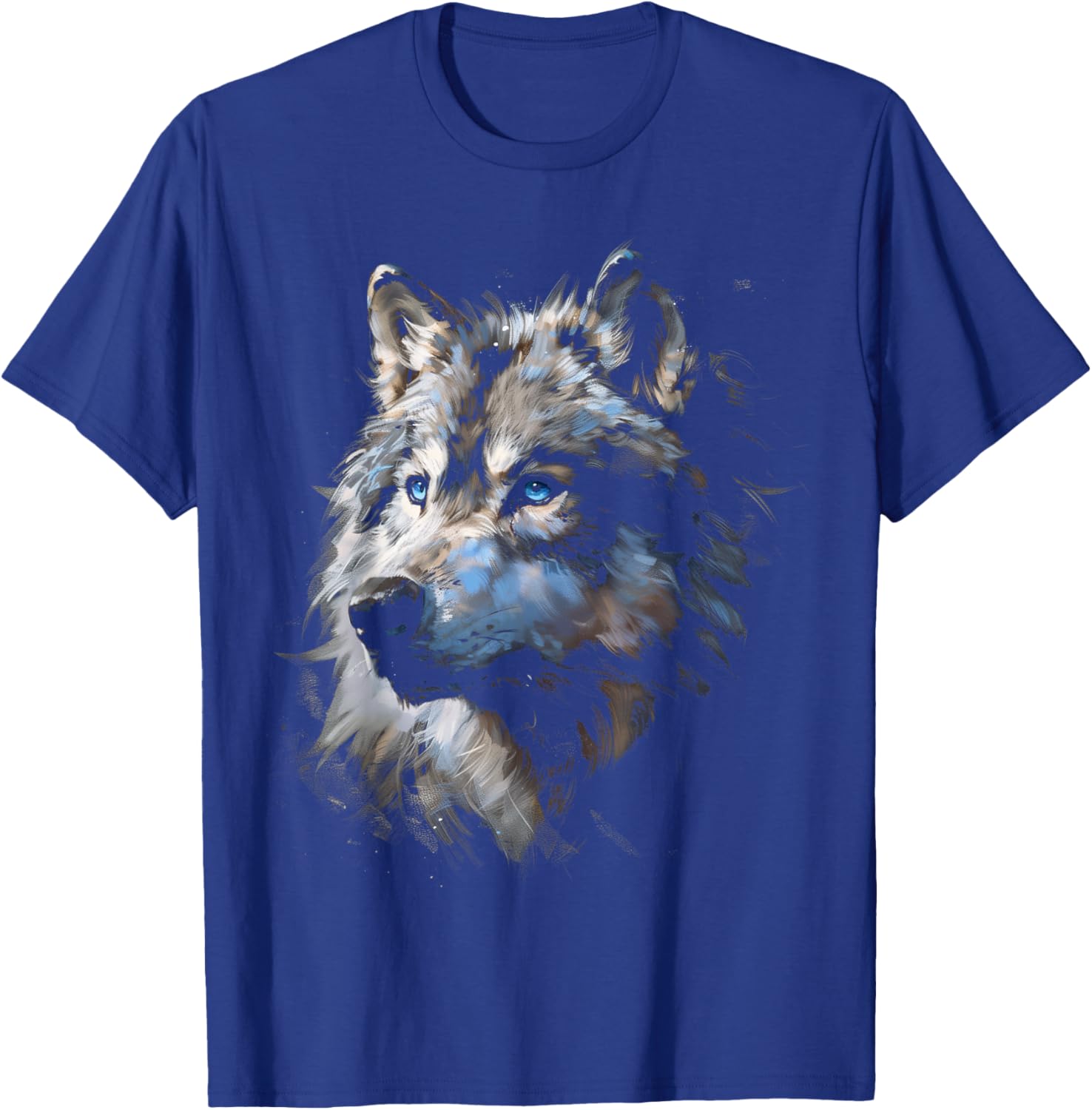 Волк Голубые Глаза Фэнтези Арт Графическая Футболка Повседневная Хлопковая Футболка с Коротким Рукавом S