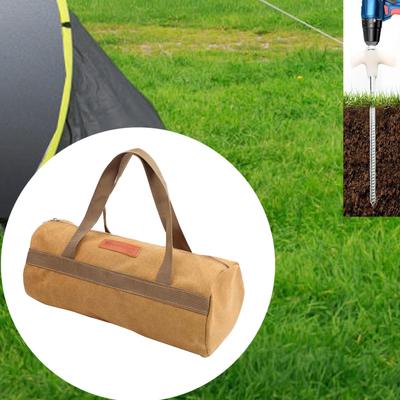 Zeltheringe Aufbewahrungstasche mit Griffen Handtasche Zylindrisch Canvas Multifunktional für
