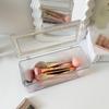 Transparent Dustproof Makeup Brush Storage Box with Lid - Large Capacity Vanity Organizer
