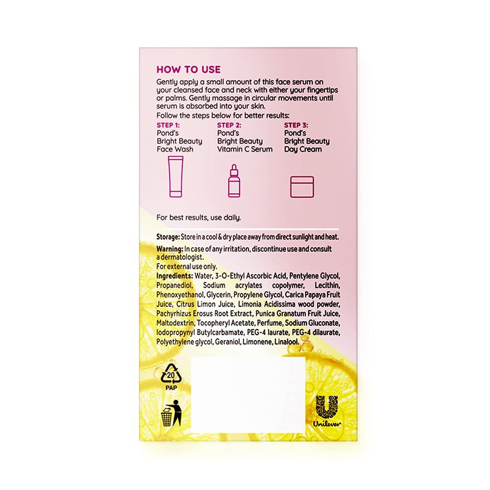 Ponds Glowing Skin Combo- Ponds Bright Beauty Vitamin C Face Serum, 30 Ml + Ponds Spot-less Glow Face Wash With Vitamins, 200g
