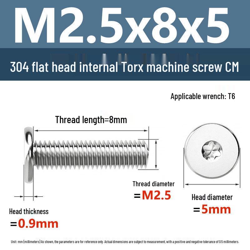 Yigu 304 Stainless Steel Thin Flat Head Torx Screw M2-M8 for Computer Machines