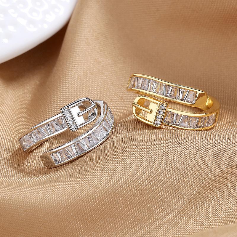2026 Creative Personality Belt Buckle Ring Women's Light Luxury Premium Sense Opening Ring Personality Joint Ring Ring